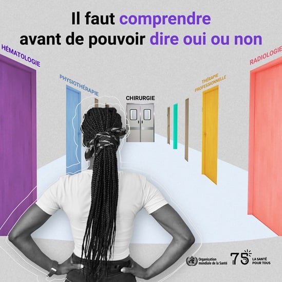 2023 Human Rights Day infographic "You need to understand, before you can say yes or no" in French