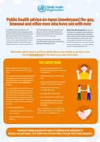 Monkeypox: Public health advice for gay, bisexual and other men who have sex with men