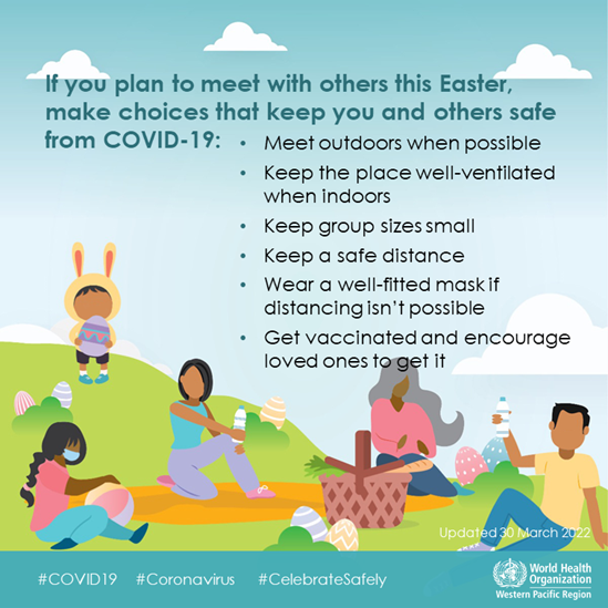 Graphic on meeting friends outside during Easter